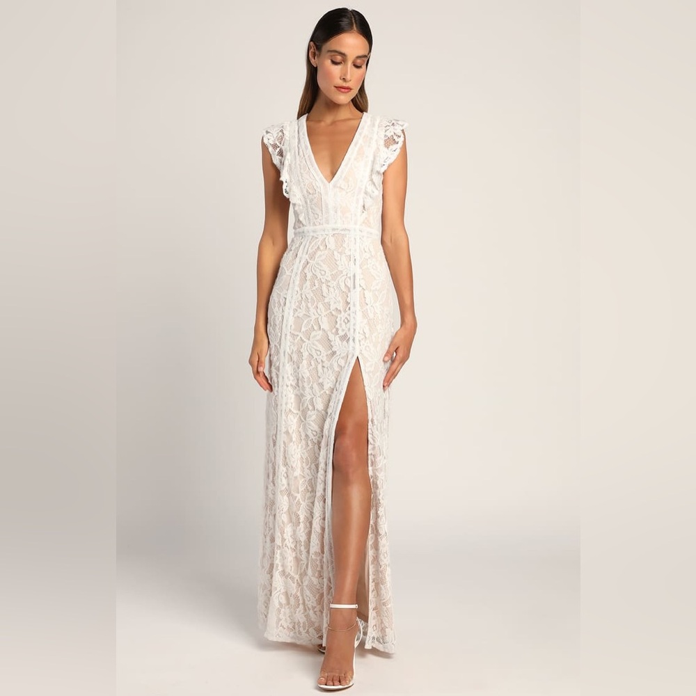 White Lace Bridal Shower Dress Lulus NWT